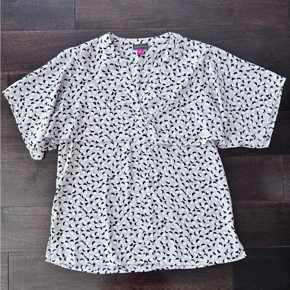 Vince Camuto Black and White Polka Dot Blouse (XS)